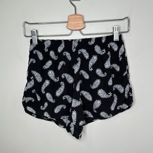 Brandy Melville Black and White Paisley Print Shorts